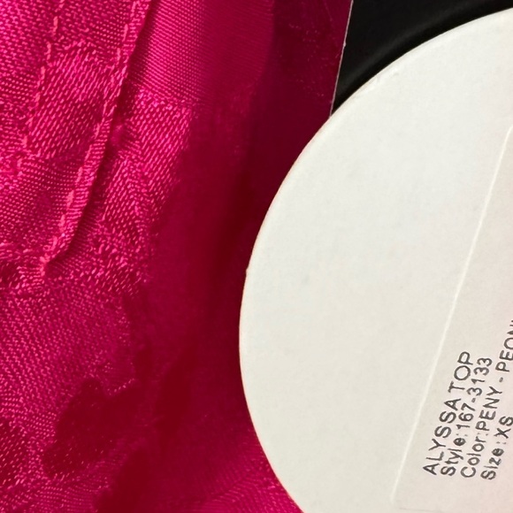 STAUD XS Alyssa Damask Tonal Floral Pocket Front Button Up Shirt in Peony - Picture 9 of 11